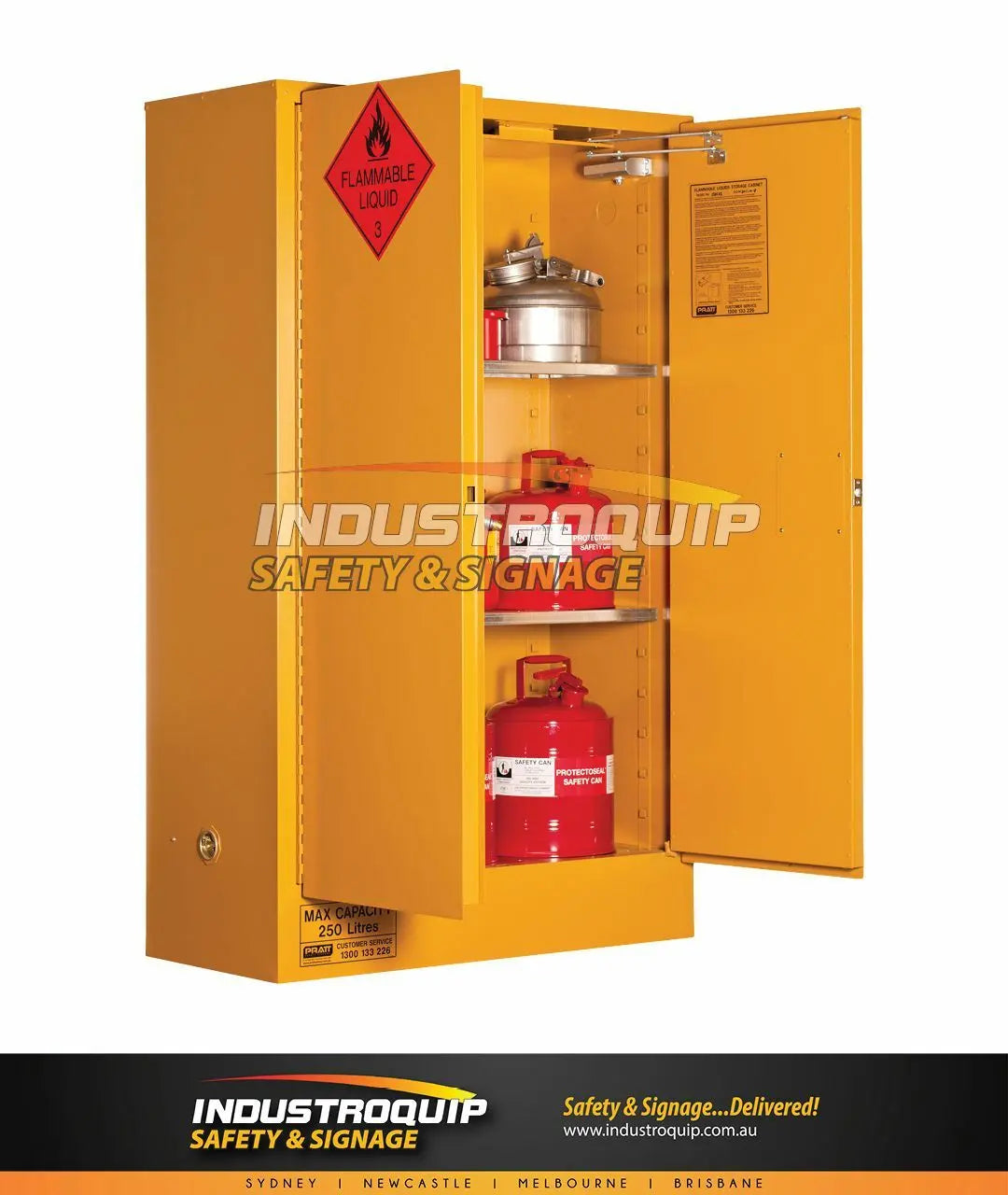Flammable Liquids Cabinet 250 Litre - Complies to Australian Standard: AS1940 Fireproof Cabinet Pratt Safety