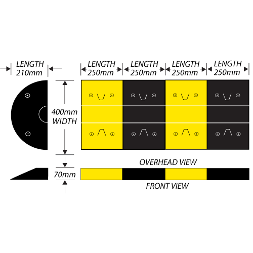 ExoGuard™ Rubber Speed Humps - End Module Section 250mm long