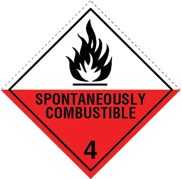 Spontaneously Combustible 4 Dangerous Goods Sign - 250 x 250mm Industroquip