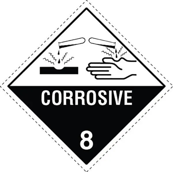 Corrosive 8 Dangerous Goods Sign - 250 x 250mm Industroquip