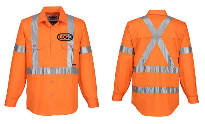 Embroidered Long Sleeve Rail Work Shirt with X Tape - Pack of 10 Portwest