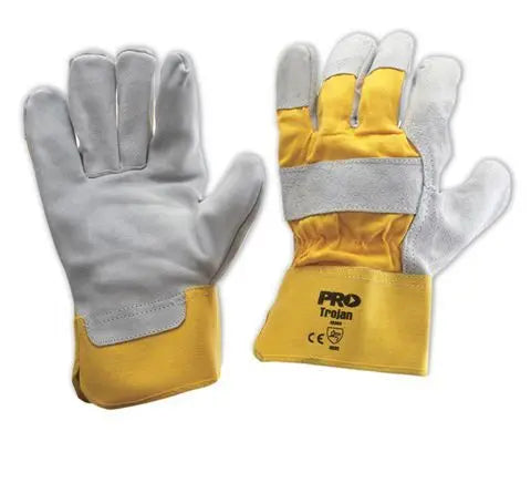 Yellow Grey Leather Glove - Heavy Duty Industro