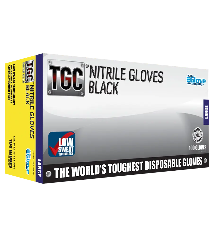 TGC® Black Heavy Duty Nitrile Disposable Gloves Industro