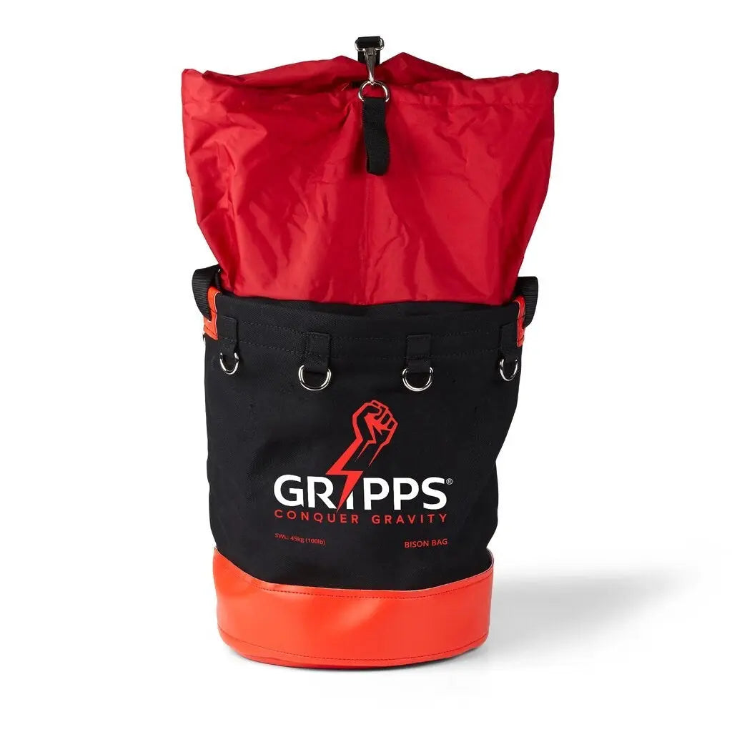 GRiPPS™ - Stop the Drops Safety Lifting Bucket - Canvas. Ensures tools or items will not be dropped from height. GRiPPS Tool Tethering