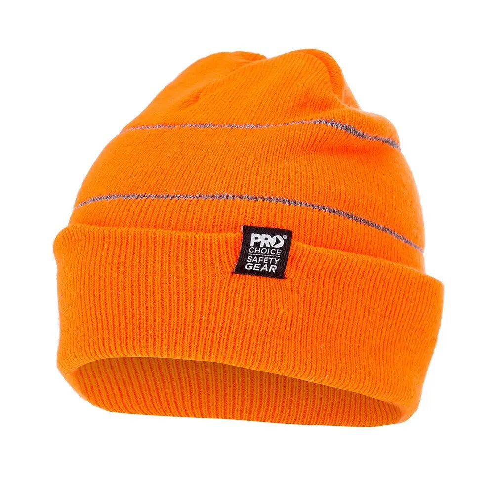 ProChoice® Hi-Vis Orange Winter Beanie with Retro-Reflective Stripes Prochoice