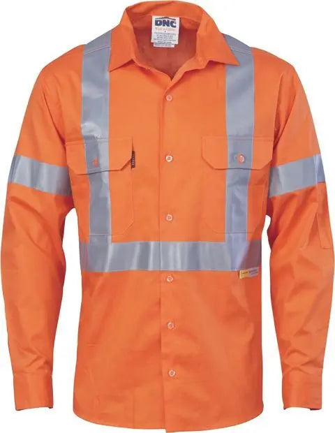 DNC NSW Rail Compliant - Cool Breeze Cotton Drill Workshirt - Long Sleeve - Railcorp Approved - Orange DNC