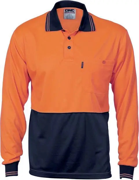 DNC™ Hi Vis 2 Tone Polo Shirts - L/Sleeve Industro