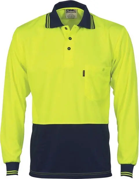 DNC™ Hi Vis 2 Tone Polo Shirts - L/Sleeve Industro