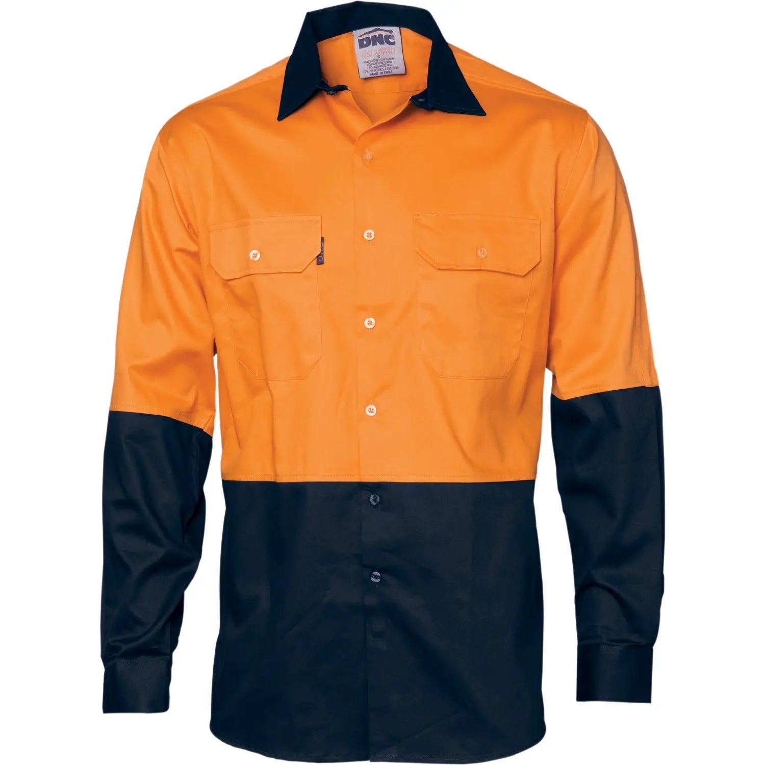Hi Vis 2 Tone Cotton Drill Workshirt - Long Sleeve - Heavyweight DNC