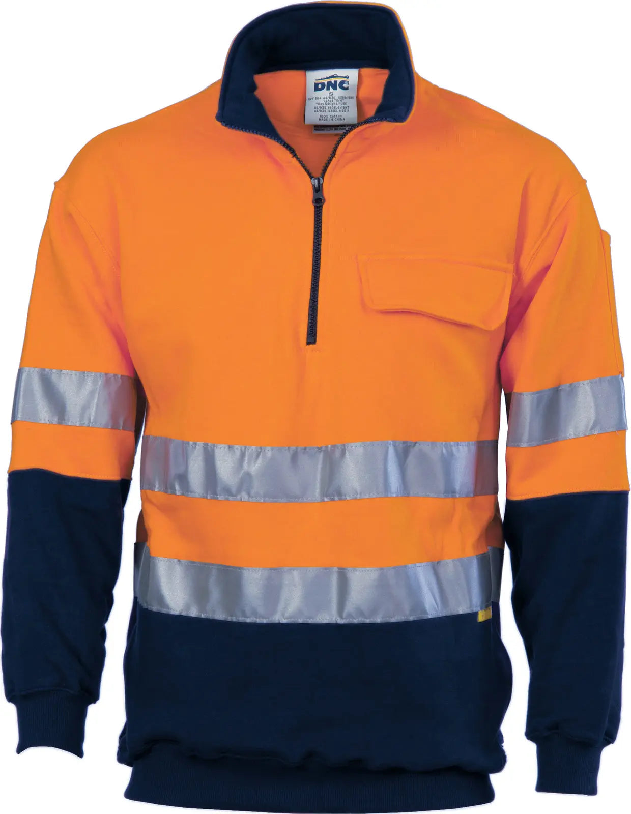 Hi-Vis Two Tone 1/2 Zip Cotton Fleecy Windcheater with 3M Reflective Tape DNC