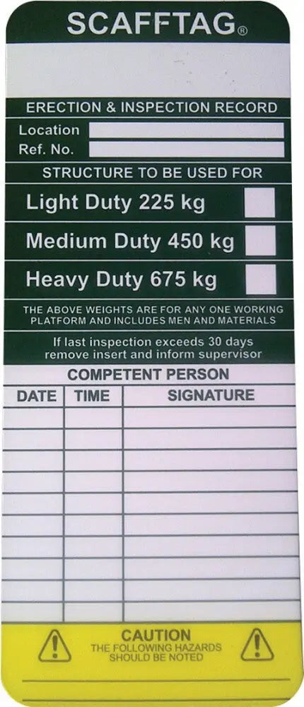 Scafftag Lockout Scaffold Tags (Pack of 50) Brady Labels Australia