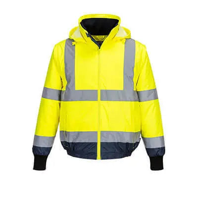 PORTWEST® Hi-Vis Essential 2-in-1 Bomber Jacket with Reflective Tape Portwest