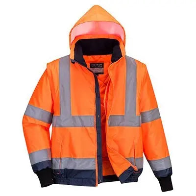 PORTWEST® Hi-Vis Essential 2-in-1 Bomber Jacket with Reflective Tape Portwest