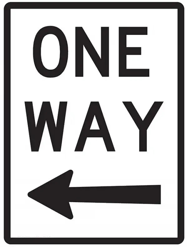 R2-2-Left Arrow One Way- Class 1 Reflective - 450mm x 600mm Industroquip