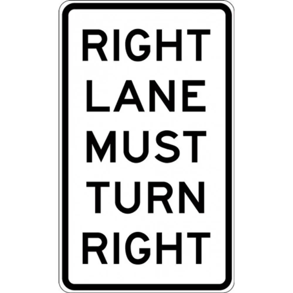 R2-9AR Right Lane Must Turn Right- Class 1 Reflective - 450mm x 750mm Industroquip