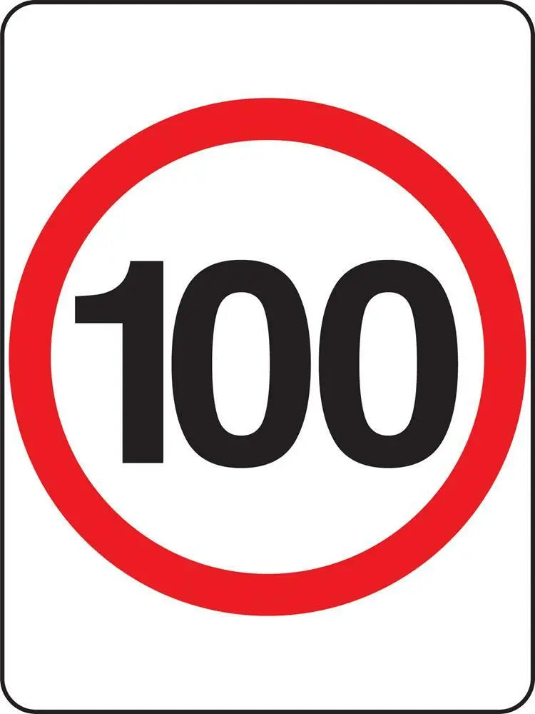 R4-1A_100 Speed Limit Sign 100KPH- Class 1 Reflective - 600 x 450mm Industroquip