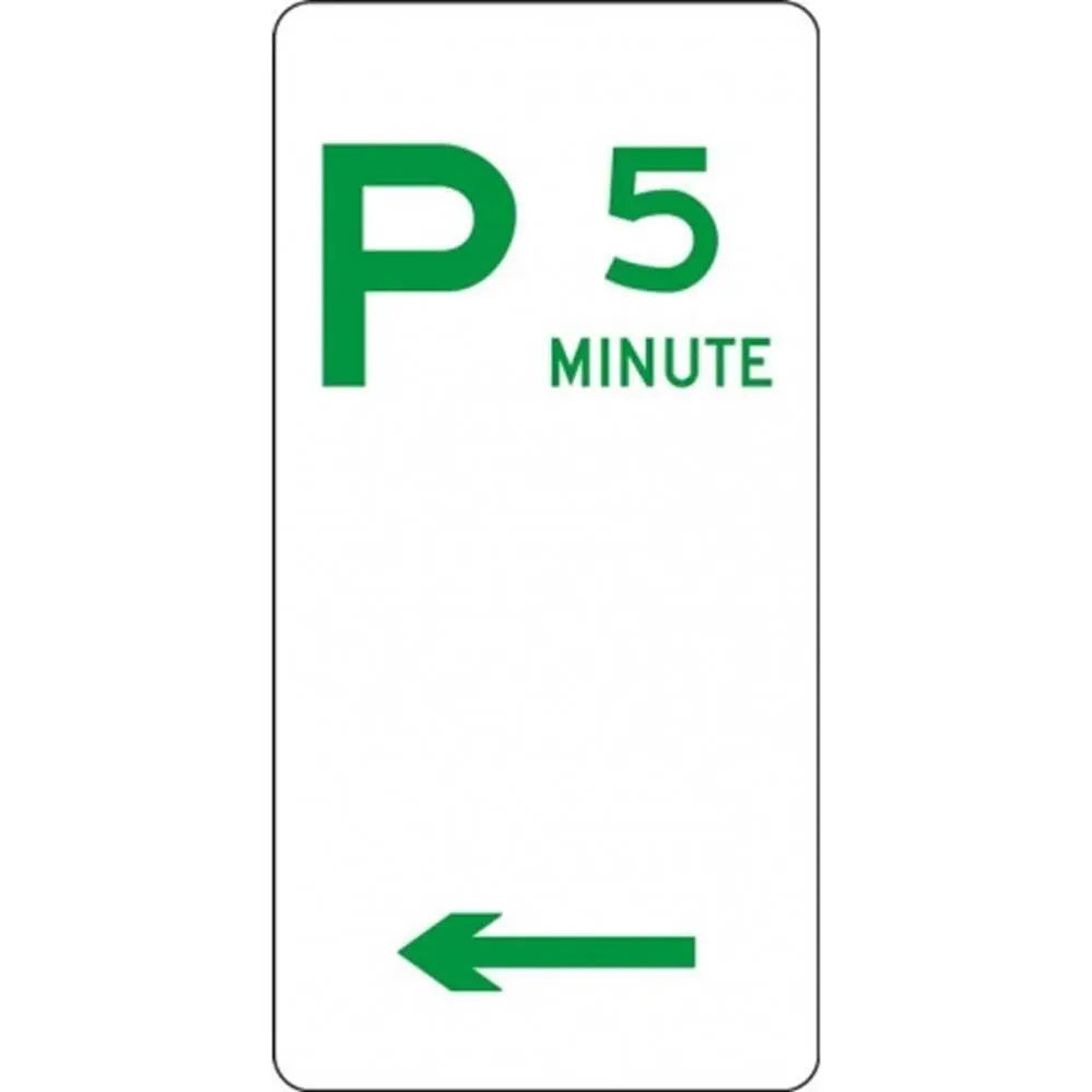 R5-13_Left Left Arrow 5 minute Parking sign - 225mm x 450mm Industroquip