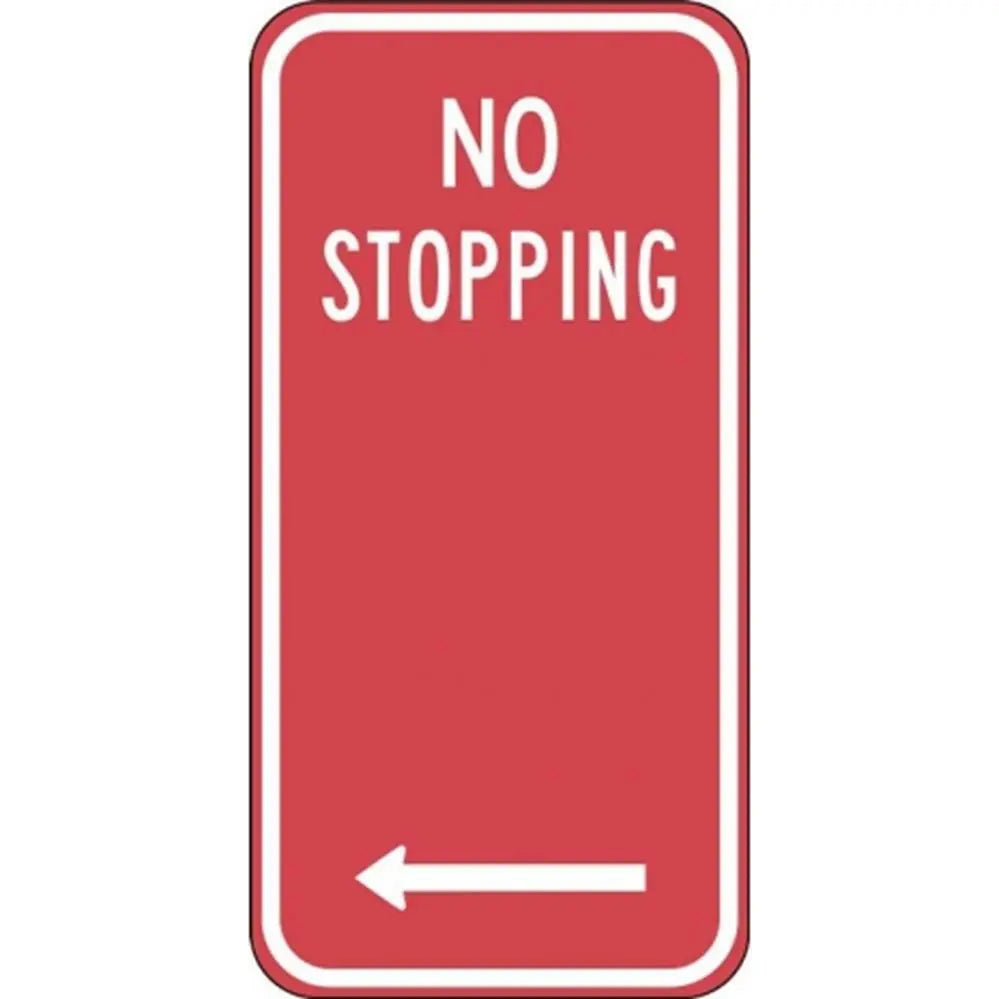 R5-400_L_NSW Left Arrow No Stopping Sign- Class 1 Reflective - 225mm x 450mm Industroquip