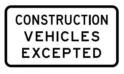 Construction Vehicles Excepted 900x500mm Industro