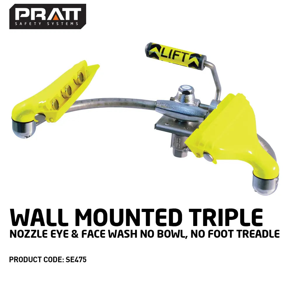 Pratt™ Pedestal Mounted Triple Nozzle Eye & Face Wash Including PS920 Hose, Bowl & Treadle Pratt Safety