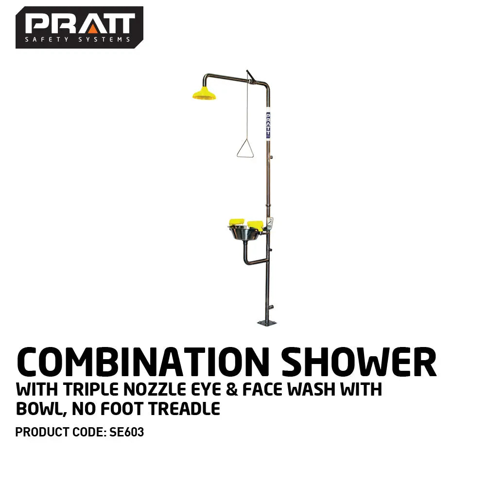 Combination Shower With Triple Nozzle Eye & Face Wash With Bowl. No Foot Treadle Industro