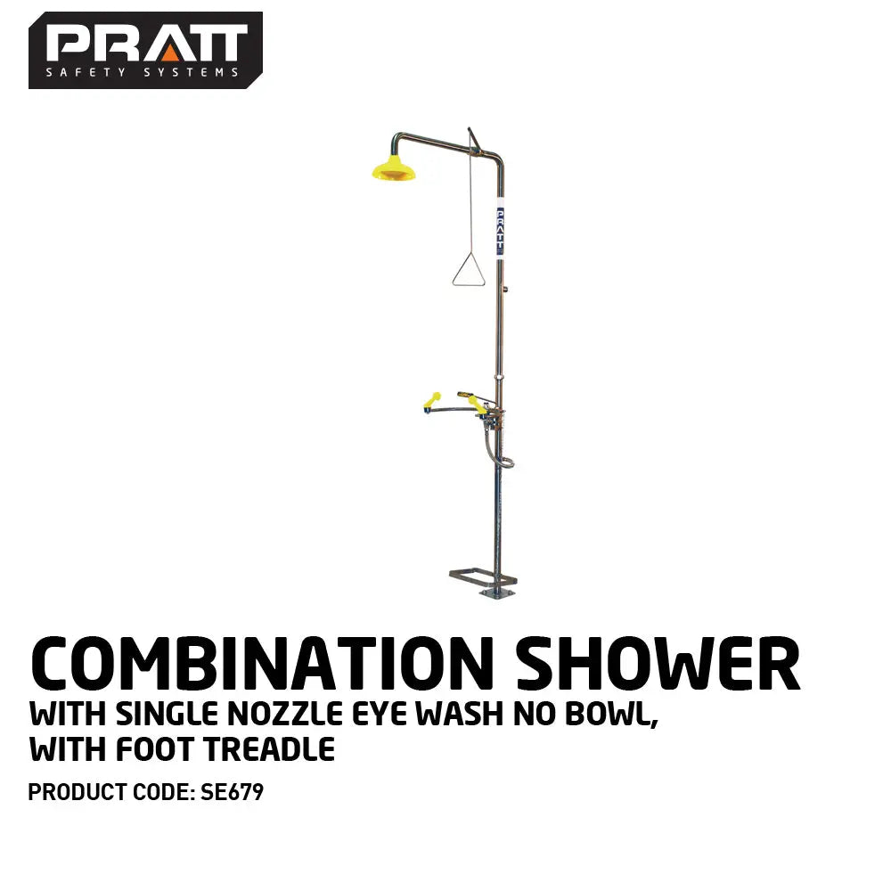 Combination Shower With Single Nozzle Eye Wash No Bowl. With Foot Treadle Industro