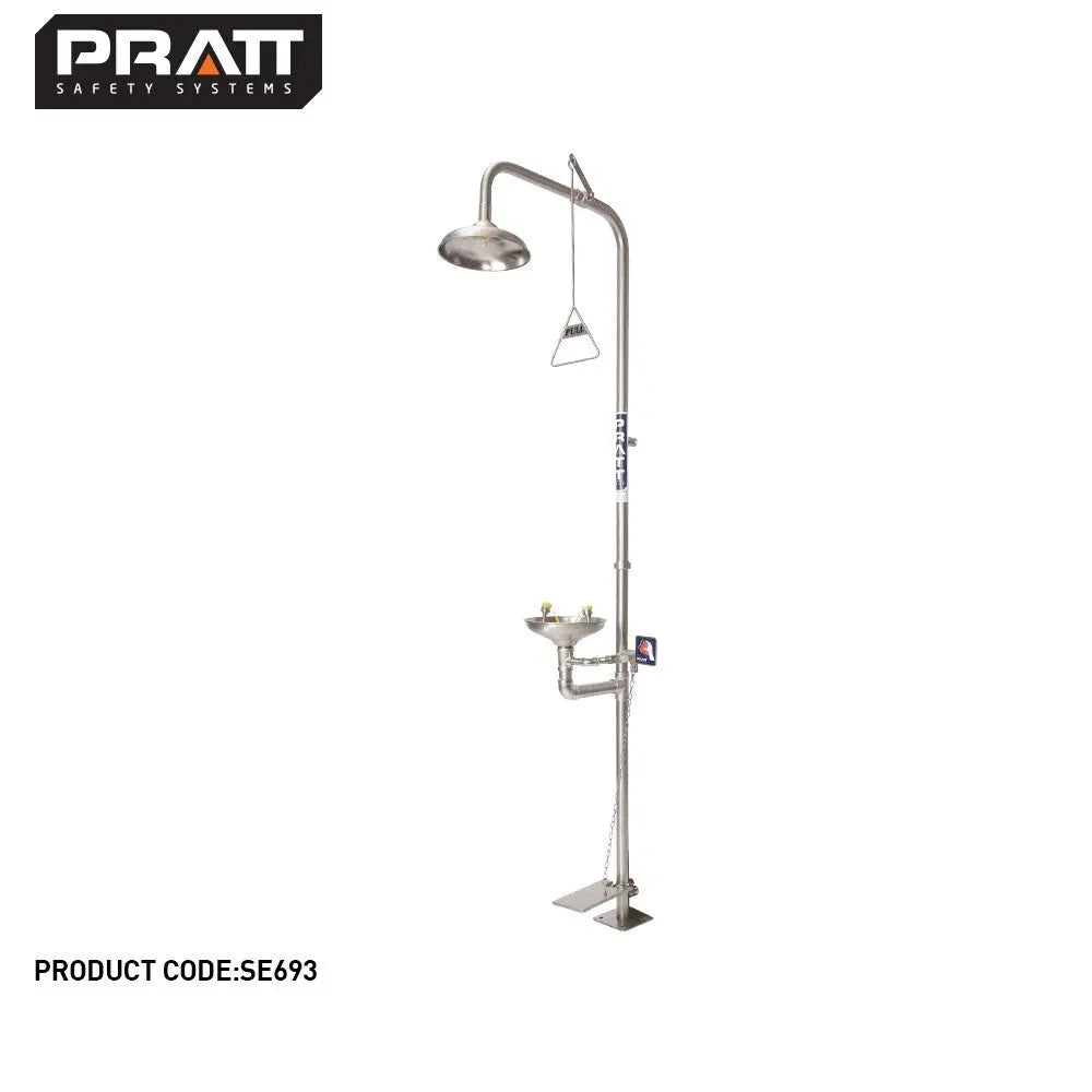 Combination 304SS Shower Non Aerated Single Nozzle Eye With Bowl & Foot Treadle Pratt Safety