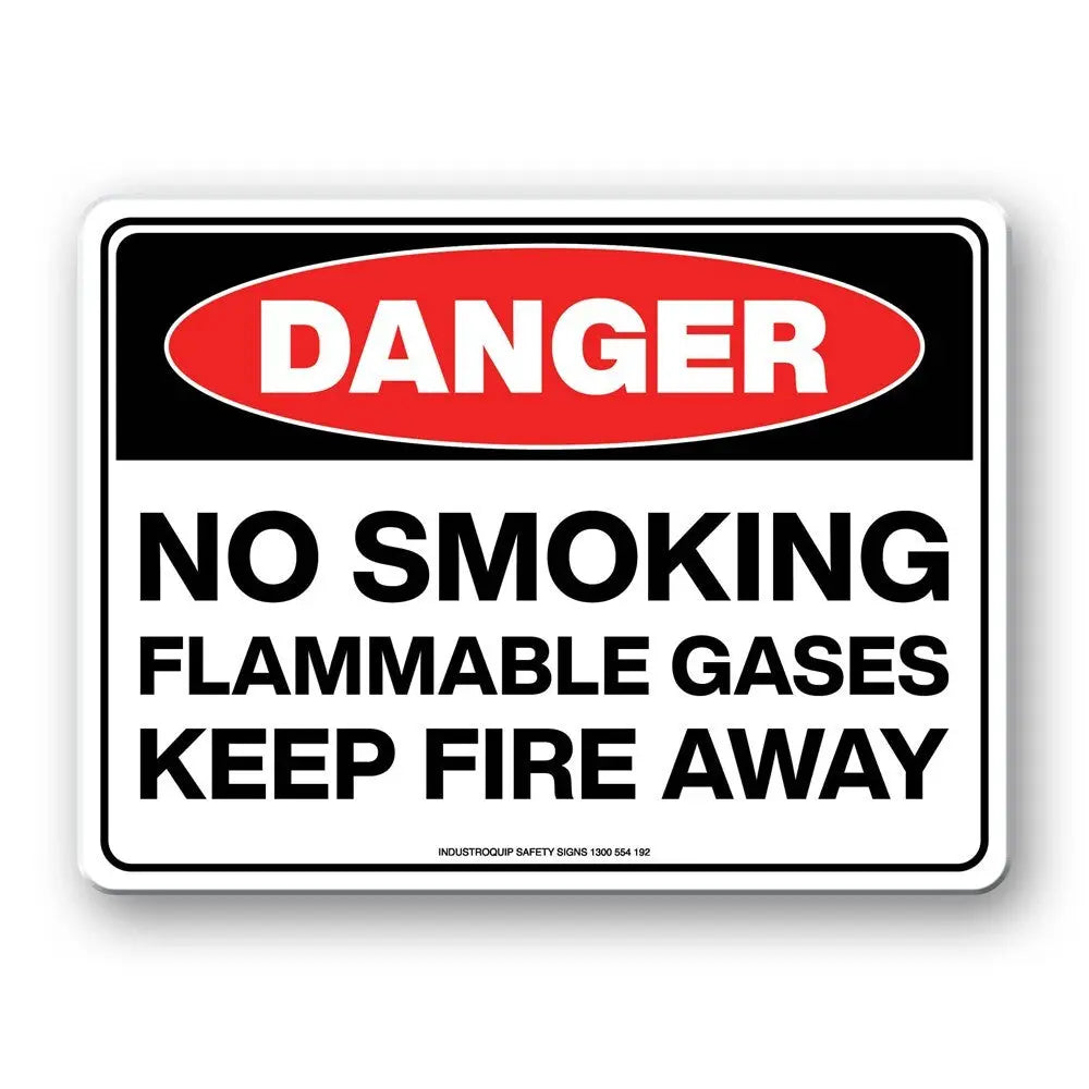 Danger Sign - No Smoking Flammable Gases Keep Fire Away Industro