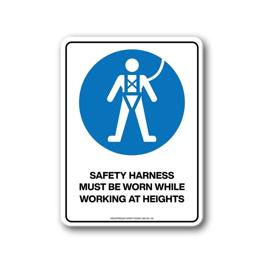 Mandatory Sign - Safety Harness Must Be Worn While Working At Heights Industroquip