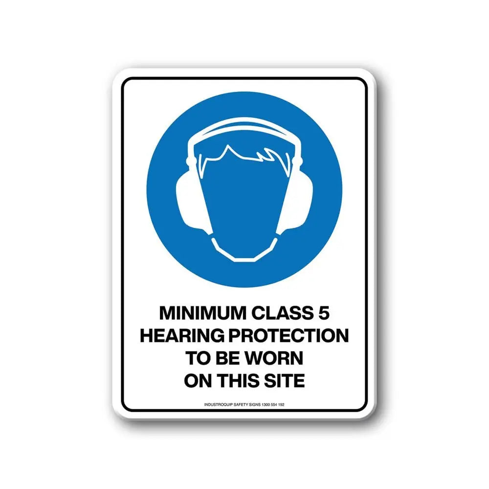 Mandatory Sign - Minimum Class 5 Hearing Protection To Be Worn On This Site Industroquip