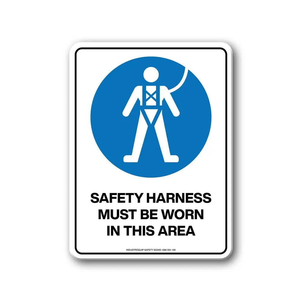 Mandatory Sign - Safety Harness Must Be Worn In This Area Industroquip