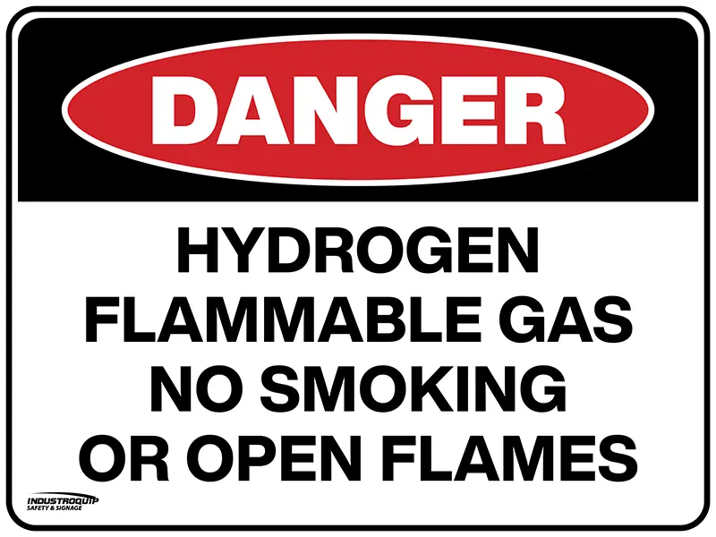 Danger Sign - Hydrogen Flammable Gas No Smoking Or Open Flames Industroquip