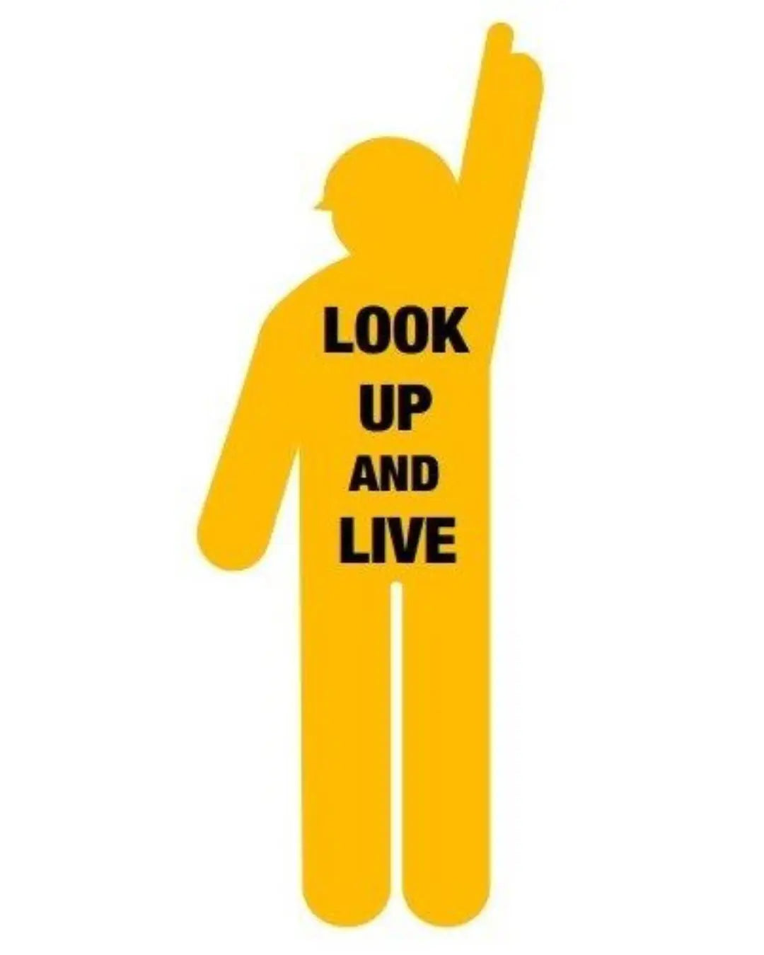 Yellow Corflute Worker Cutout - Look Up & Live Sign for Overhead Powerlines Industroquip
