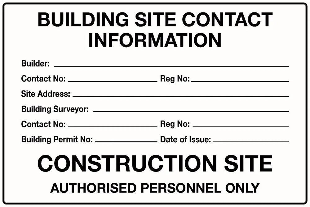 Construction Site Sign - Contact Information Industroquip