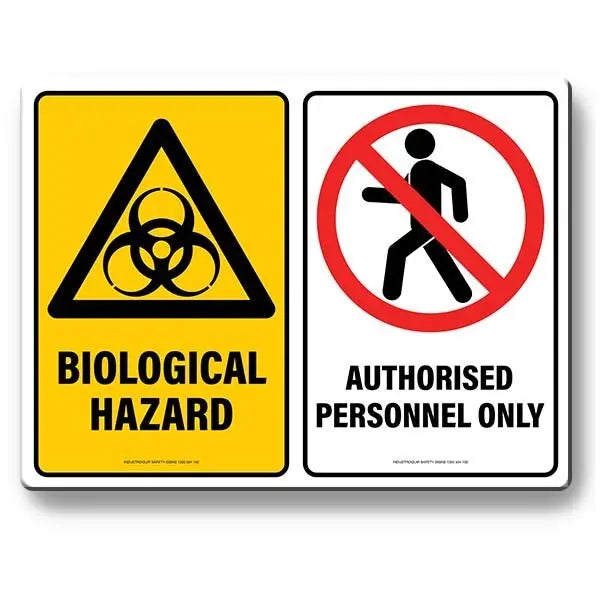 Multi Safety Sign - Biological Hazard / Authorised Personnel Only Industroquip