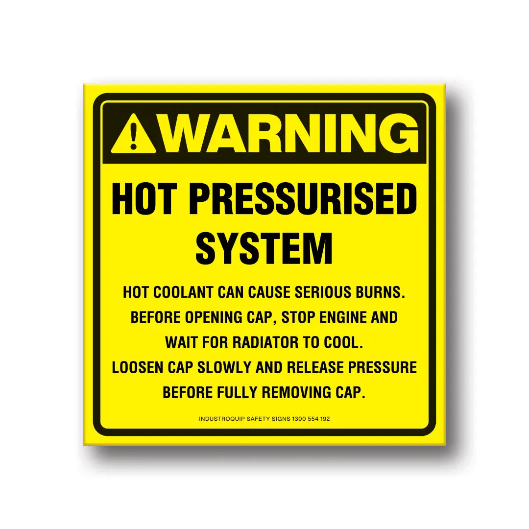 Hot Pressurised System Safety Sticker Industroquip