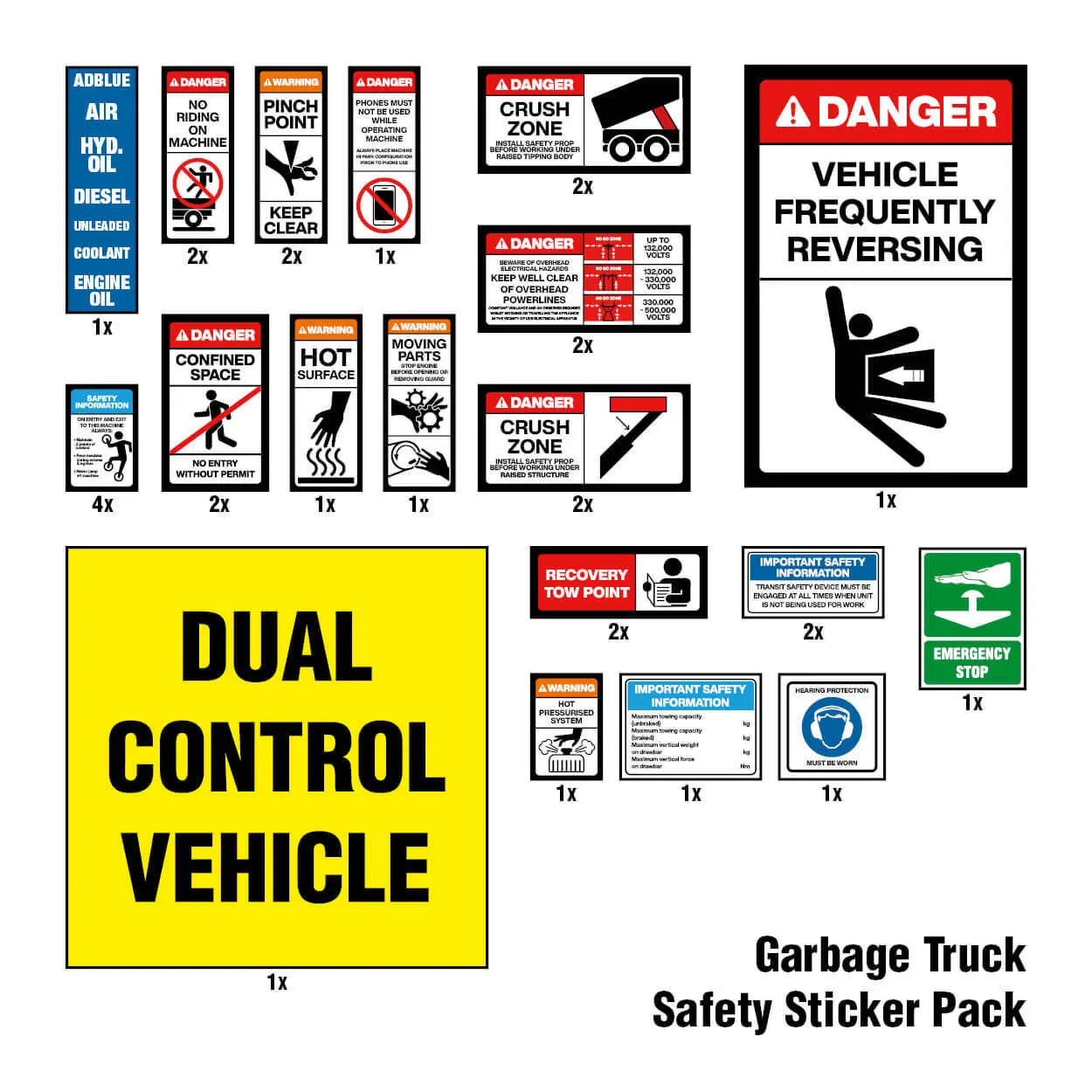 Garbage Truck Safety Sticker Pack Industroquip