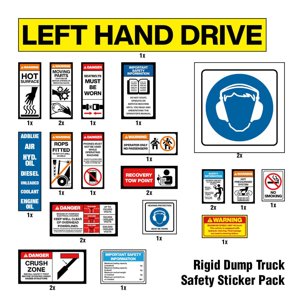 Rigid Dump Truck Safety Sticker Pack Industroquip