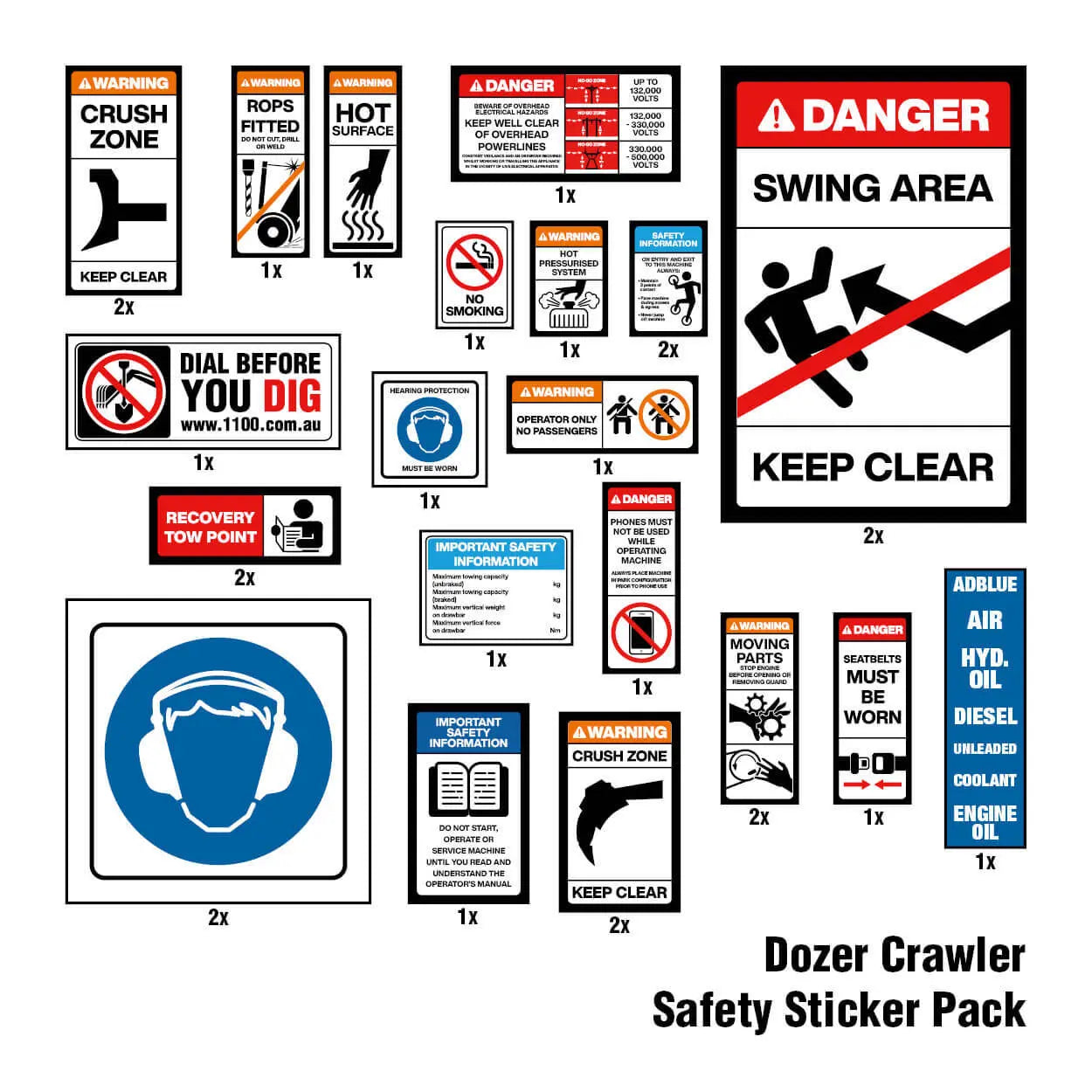 Dozer Crawler Safety Sticker Pack Industroquip