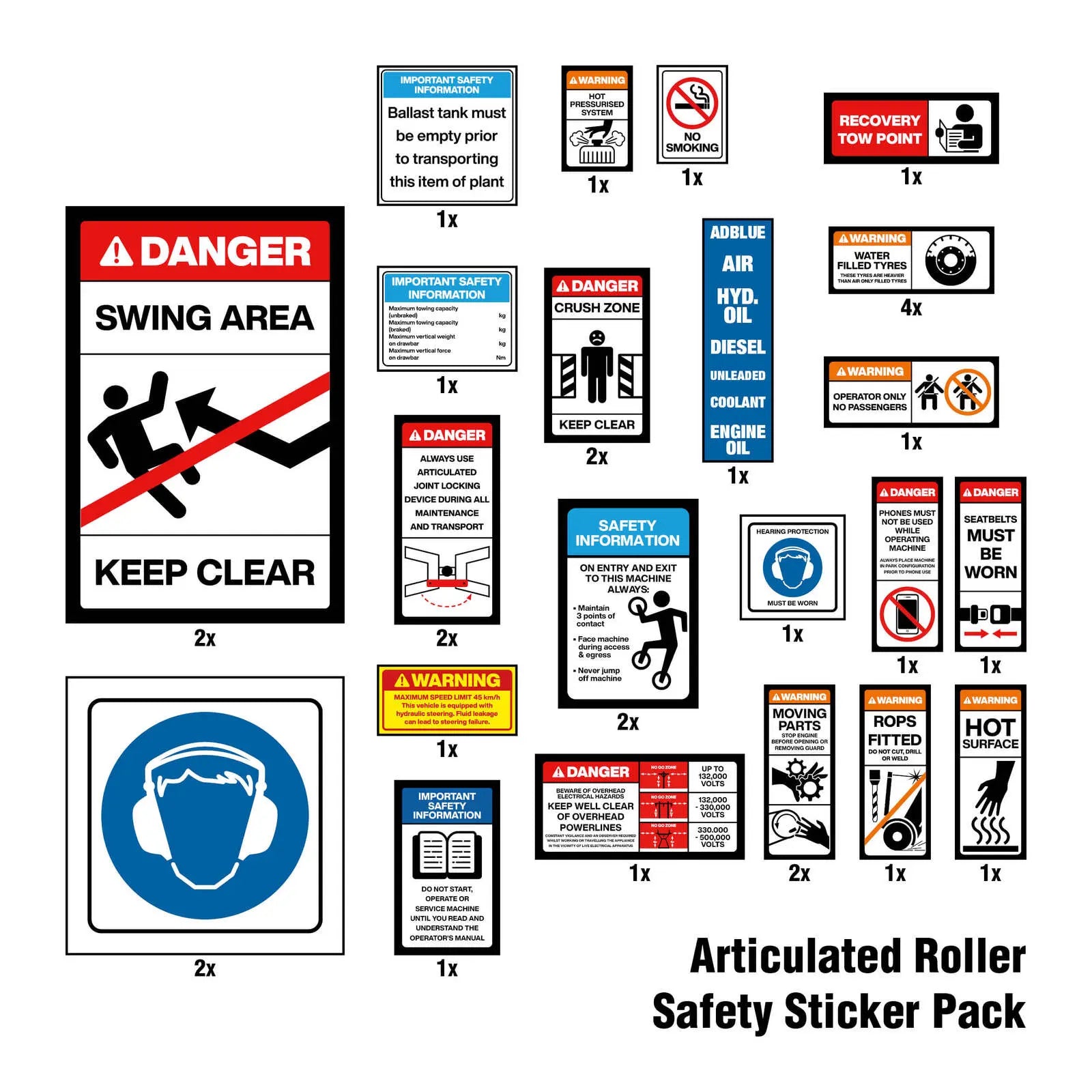Articulated Roller Safety Sticker Pack Industroquip