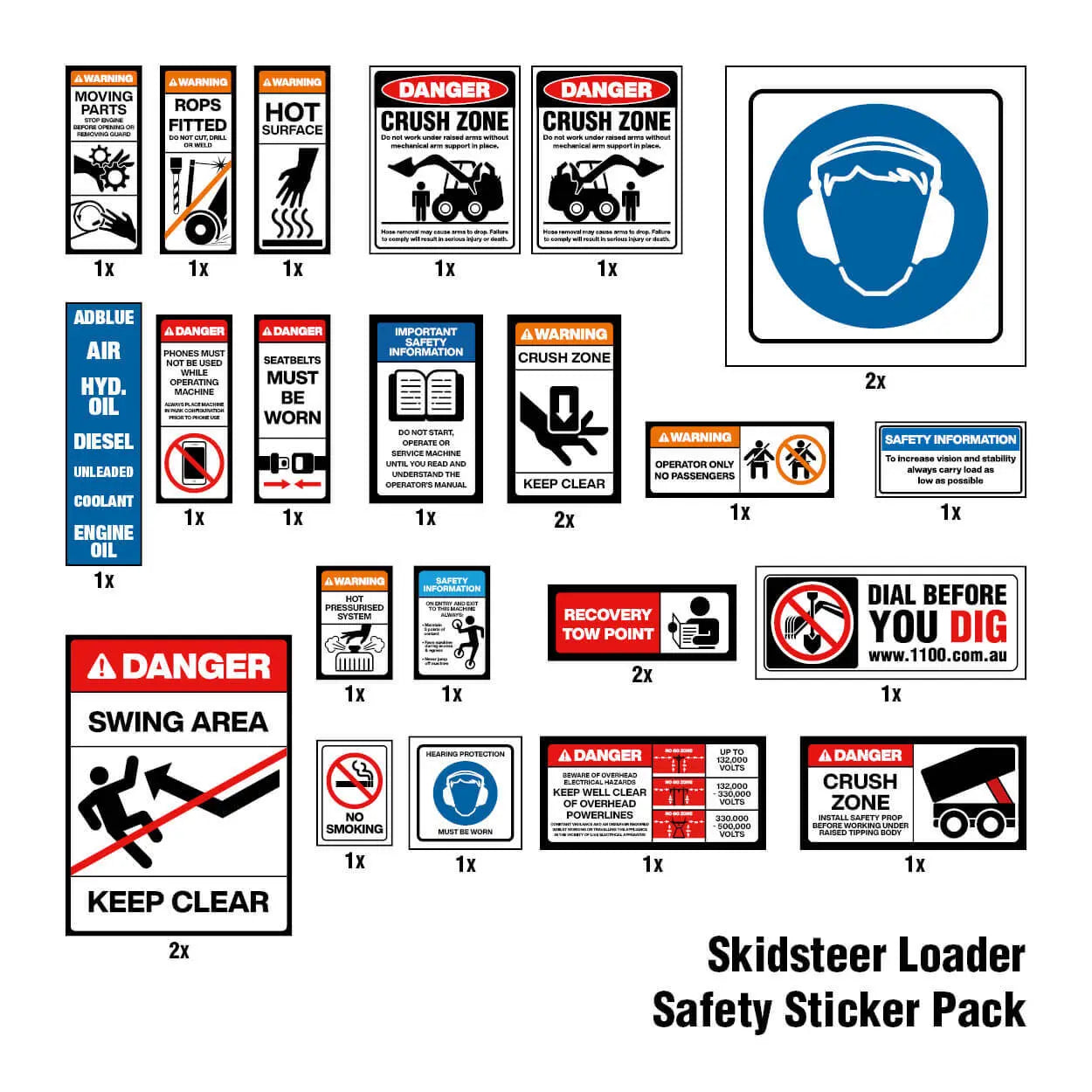Skidsteer Loader Safety Sticker Pack Industroquip