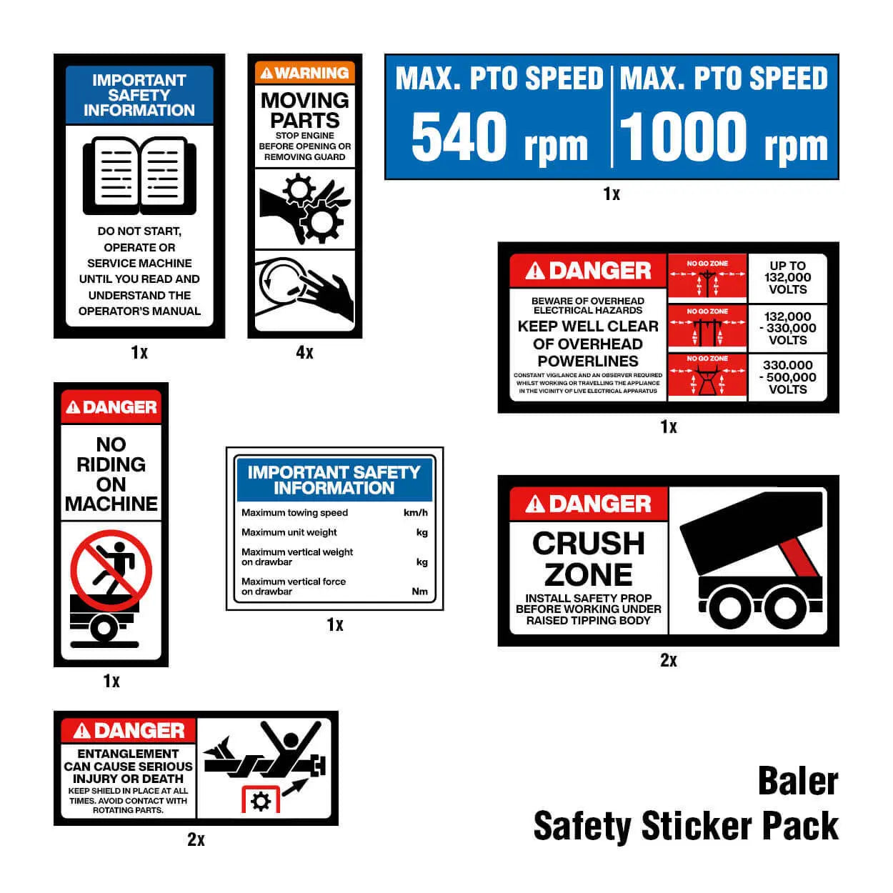 Baler Safety Sticker Pack Industroquip
