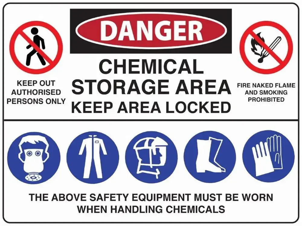 Danger Multi Sign - Chemical Storage Area | AS/NZS 1319 Safety Signs | Industro Australia
