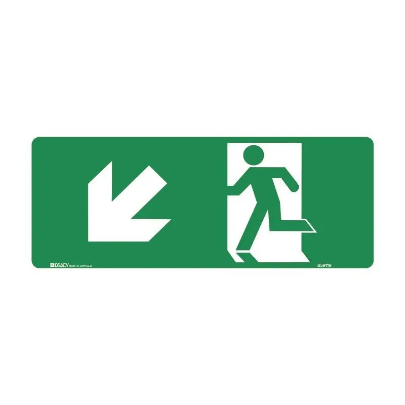 Luminous Exit Sign Man Running Arrow Bottom Left Industroquip