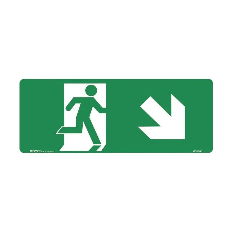 Luminous Exit Sign Man Running Arrow Bottom Right Industroquip