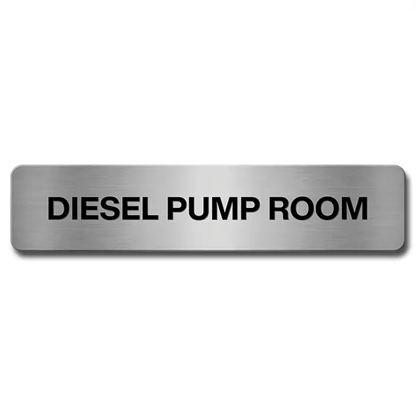 Brushed Aluminium Diesel Pump Room Door Sign Industroquip