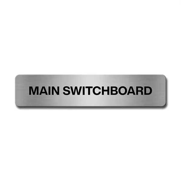 Brushed Aluminium Main Switchboard Door Sign Industroquip
