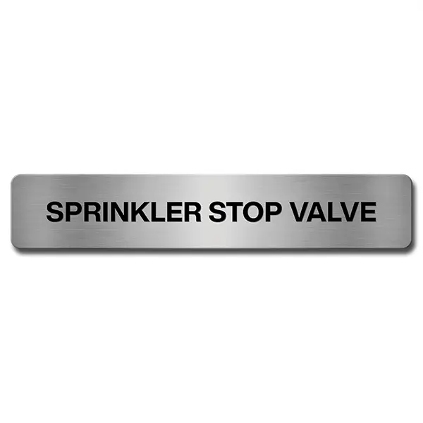 Brushed Aluminium Sprinkler Stop Valve Door Sign Industroquip