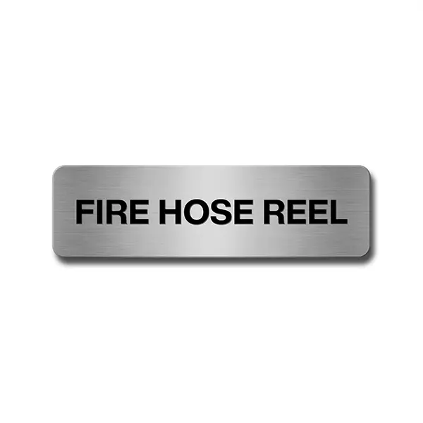 Brushed Aluminium Fire Hose Reel Door Sign Industroquip