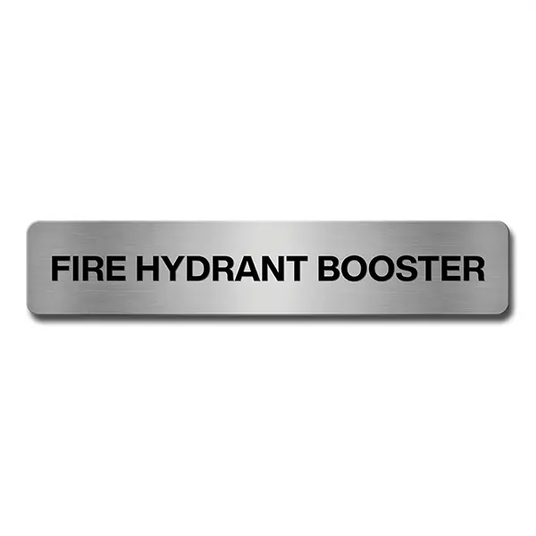 Brushed Aluminium Fire Hydrant Booster Door Sign Industroquip